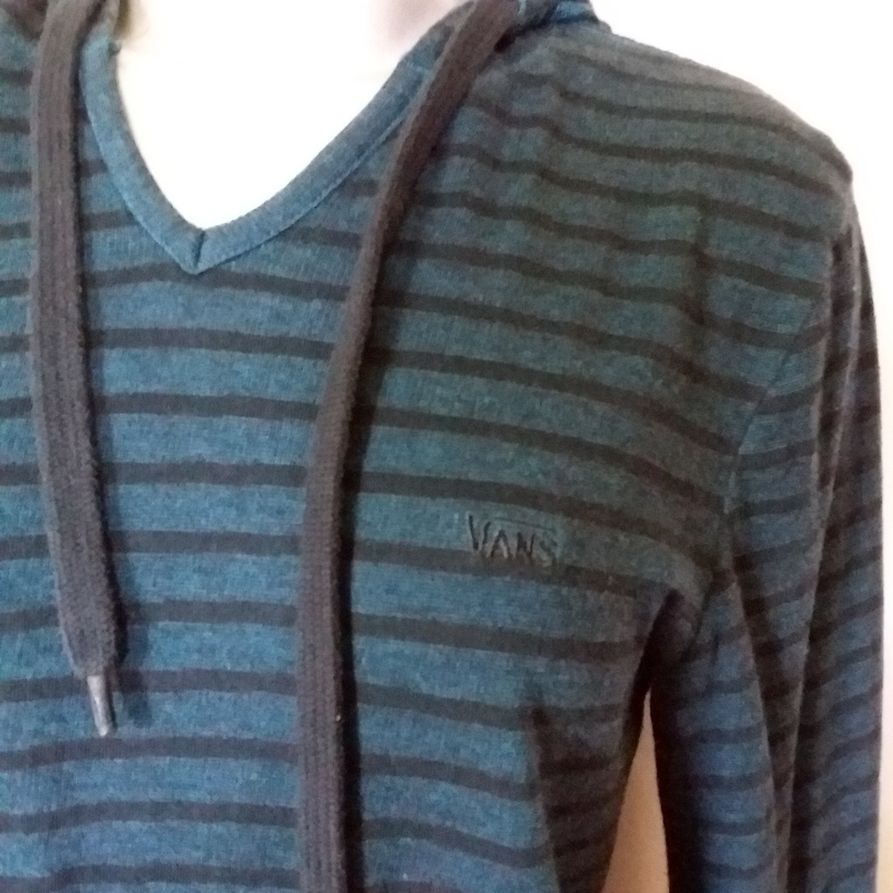 Black & Blue Long Sleeved, Hooded Pullover - Picture 2 of 8